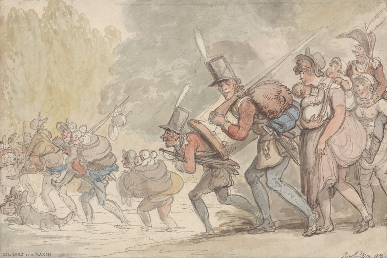 Soldaten op mars door Thomas Rowlandson