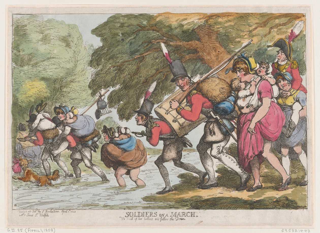 Soldaten op mars door Thomas Rowlandson
