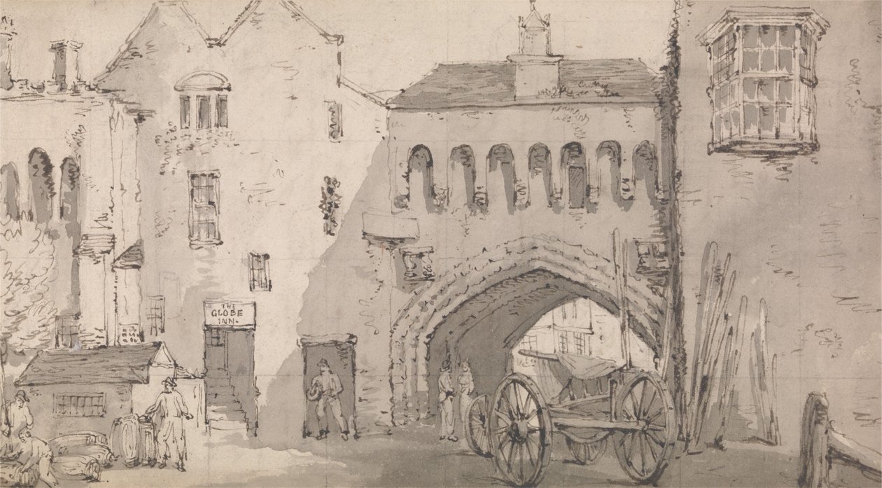 Southampton, de Watergate en de Globe Inn door Thomas Rowlandson
