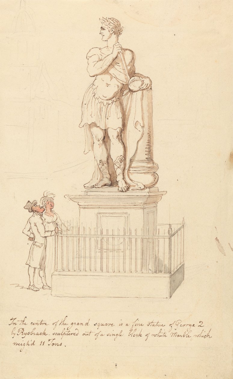 Standbeeld van George II, Greenwich door Thomas Rowlandson