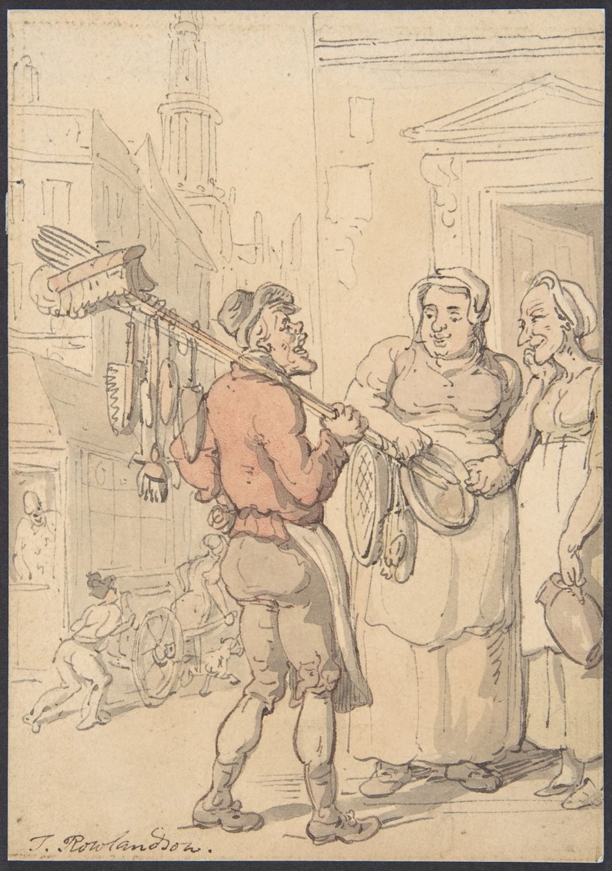 Straatbeeld: Verkopers van borstels door Thomas Rowlandson