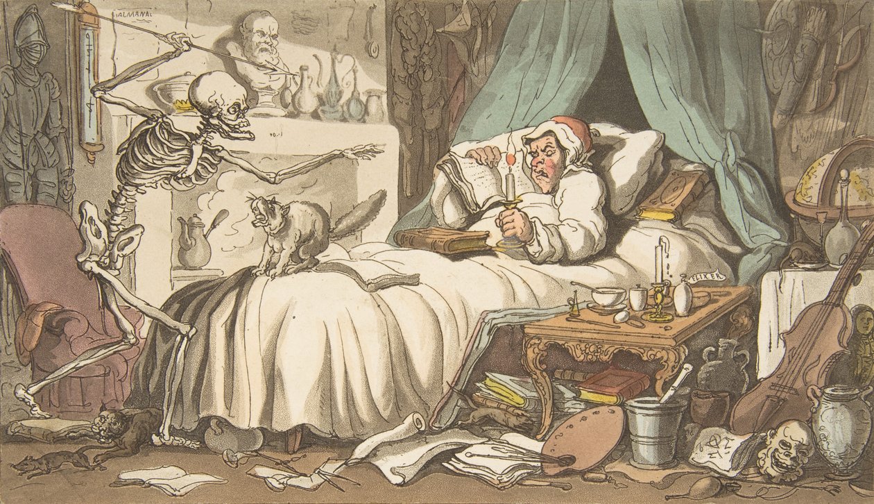 Het testament van de antiquair, The English Dance of Death, plaat 2, april 1, 1814 door Thomas Rowlandson