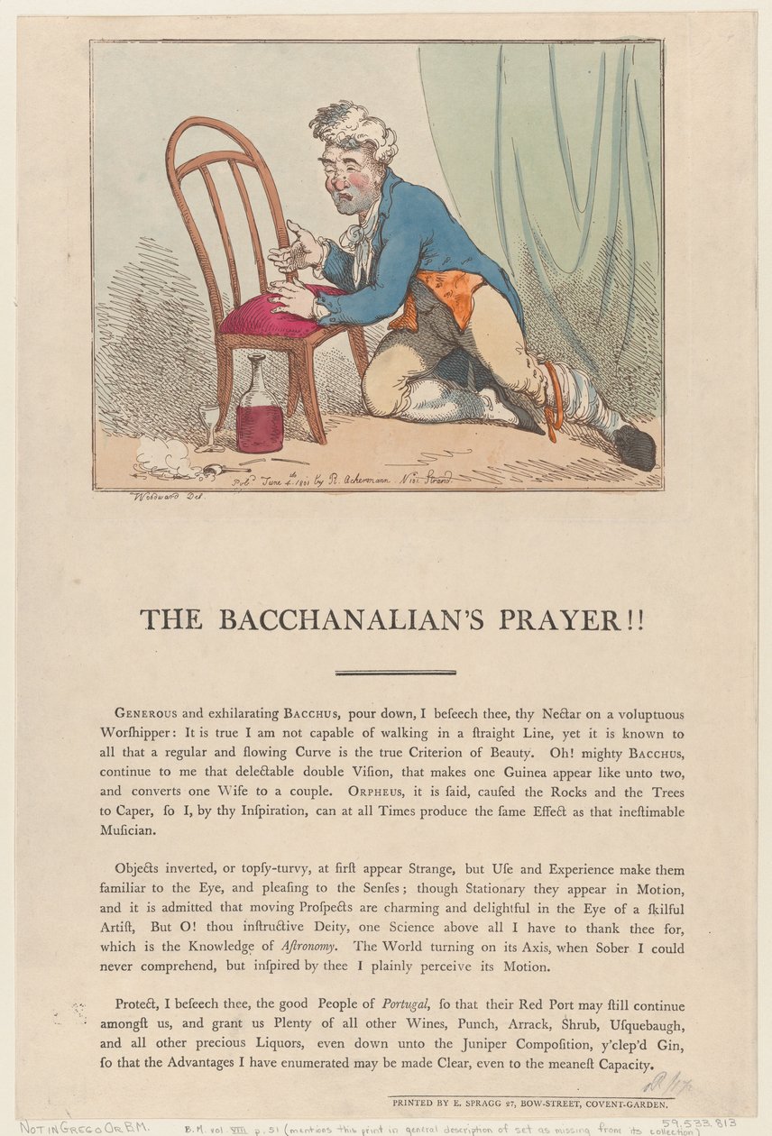 Het Gebed van de Bacchanaal, 4 juni 1801 door Thomas Rowlandson