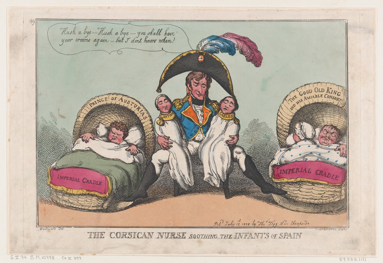De Corsicaanse verpleegster die de kinderen van Spanje kalmeert door Thomas Rowlandson