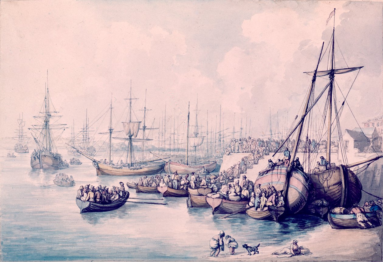 De ontscheping van de royalisten van Toulon door Thomas Rowlandson
