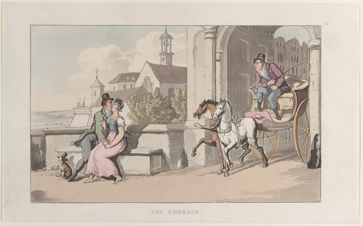 De omhelzing, uit Journal of Sentimental Travels in the Southern Provinces of France door Thomas Rowlandson