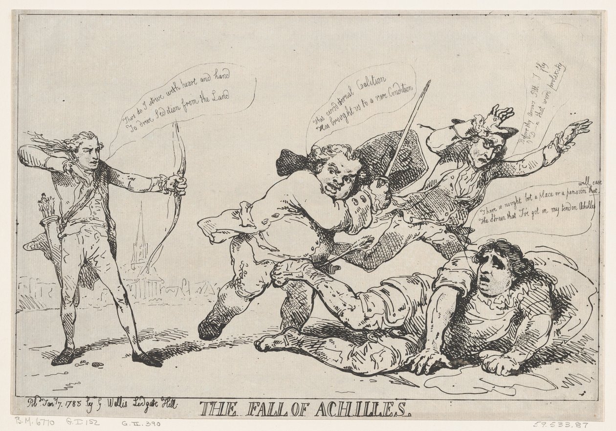 De val van Achilles, 7 januari 1785 door Thomas Rowlandson