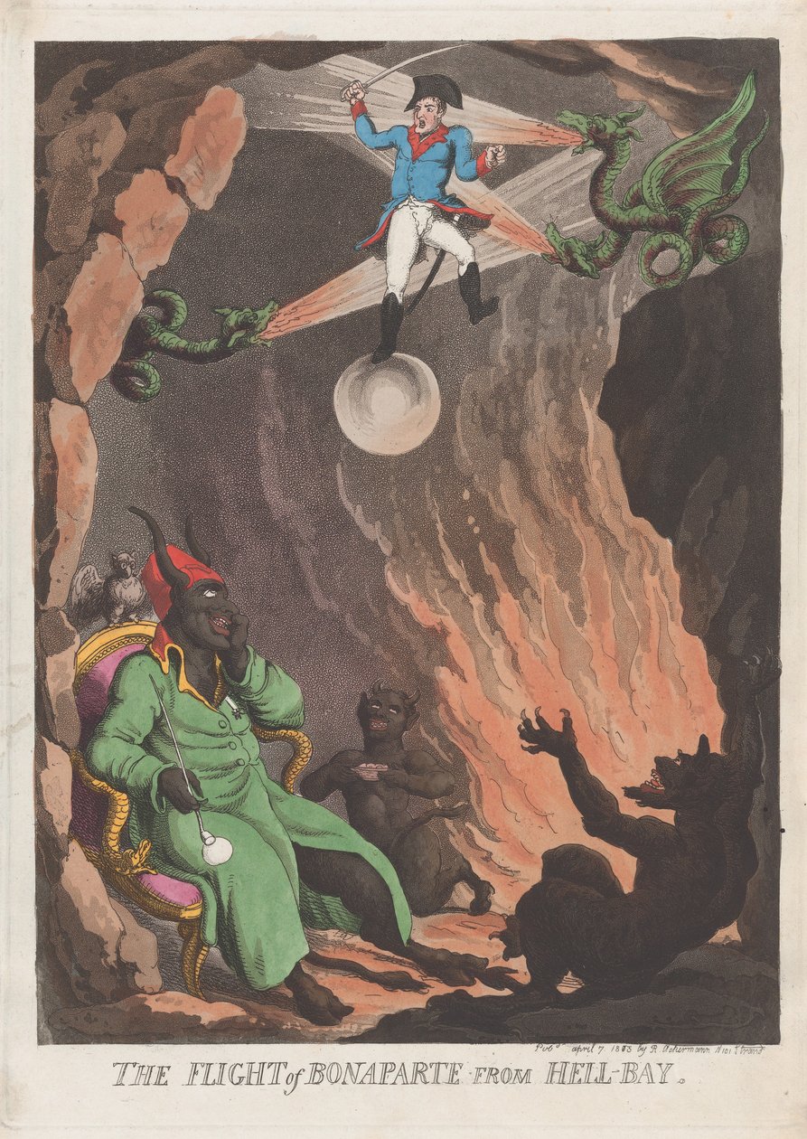 De vlucht van Bonaparte uit Hell-Bay, 7 april 1803 door Thomas Rowlandson