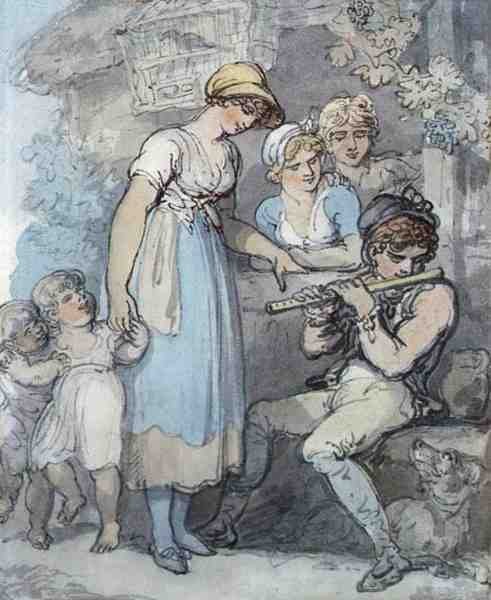 De fluitspeler door Thomas Rowlandson