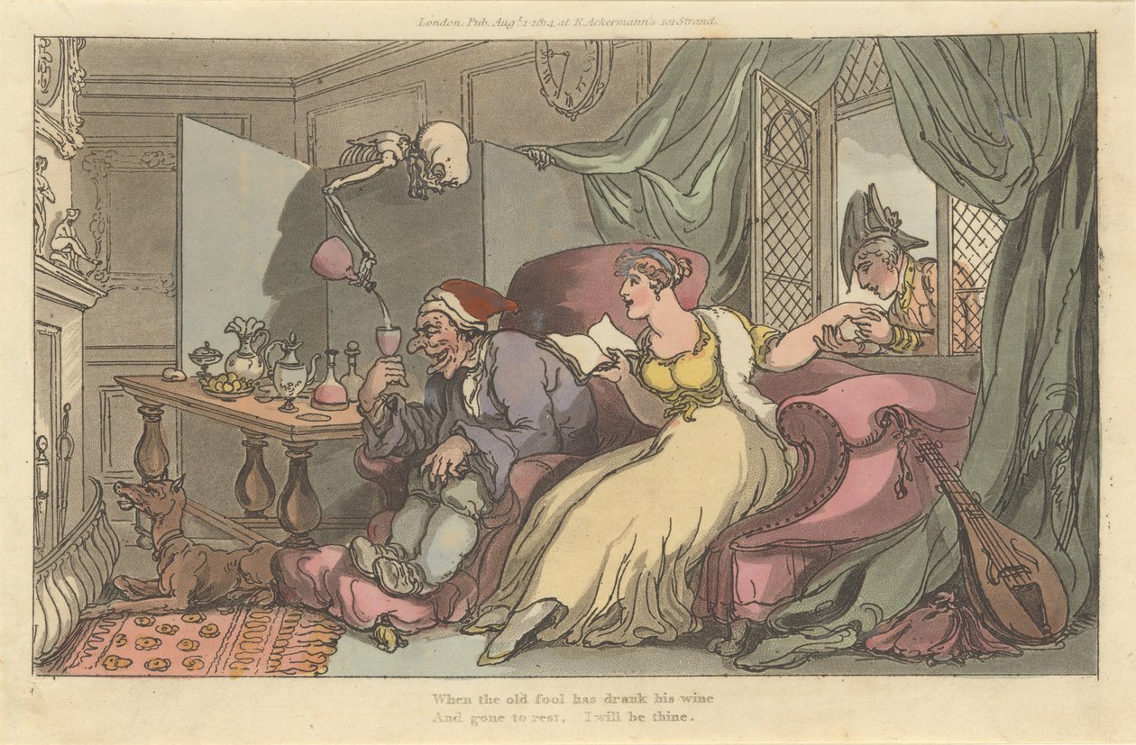 De Huwelijksreis The English Dance of Death, plaat 13 door Thomas Rowlandson