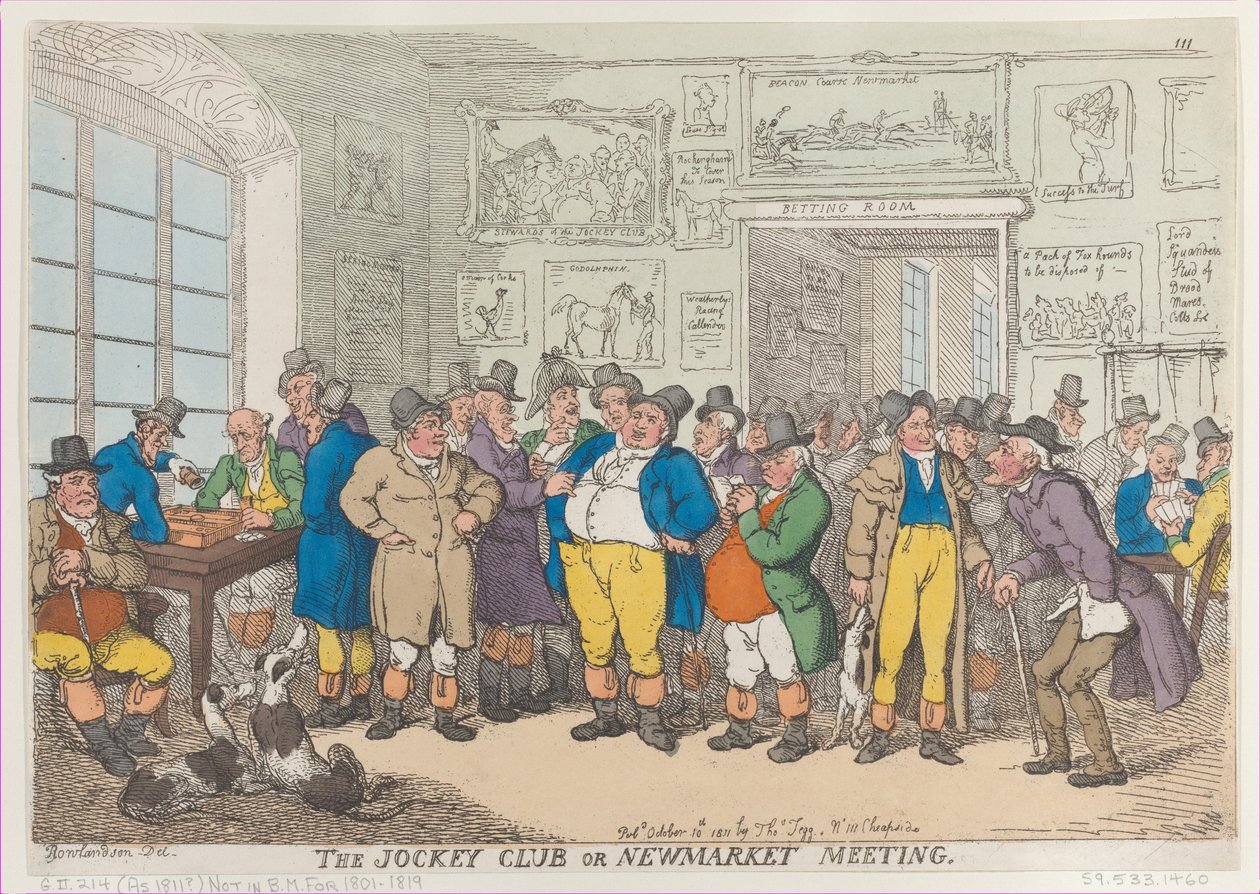 De Jockey Club of Newmarket Meeting, 10 oktober 1811 door Thomas Rowlandson