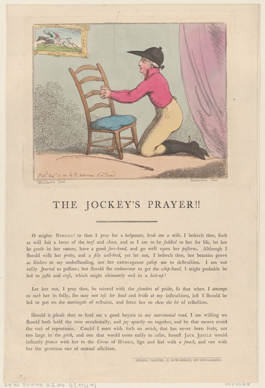 Het gebed van de jockey door Thomas Rowlandson
