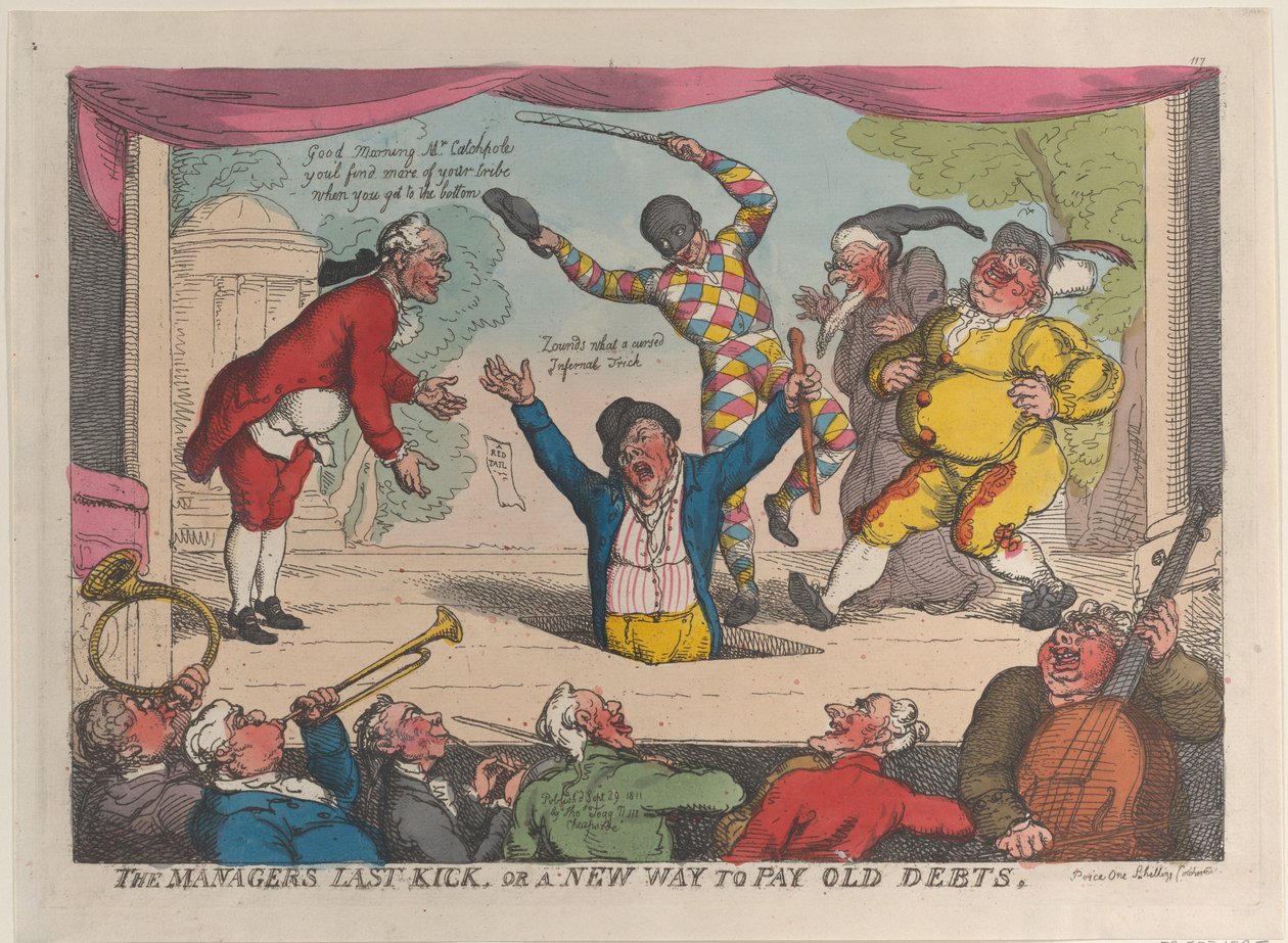 De Laatste Trap van de Manager, of een Nieuwe Manier om Oude Schulden te Betalen, 29 september 1811 door Thomas Rowlandson