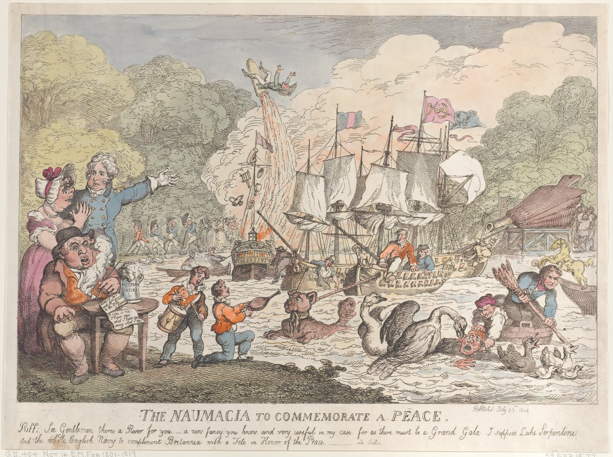 De Naumacia ter Herdenking van een Vrede, 23 juli 1814 door Thomas Rowlandson
