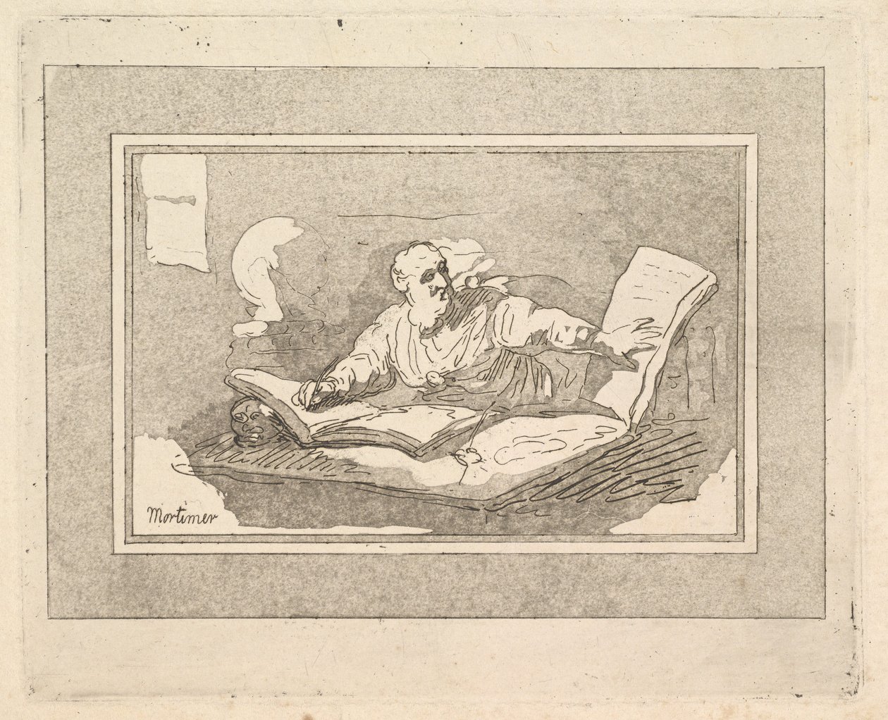 De Filosoof Bejaarde Man die een Boek Kopieert, 1783-87 door Thomas Rowlandson