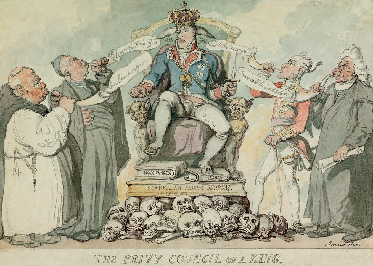 De Geheime Raad van een Koning, uitgegeven 1815 door Thomas Rowlandson