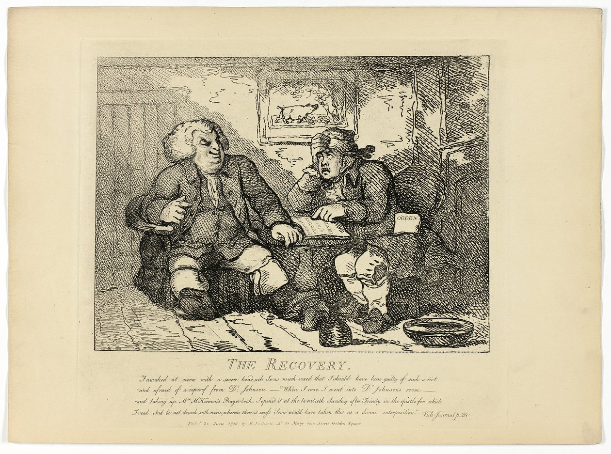 Het herstel, van Boswells Tour of the Hebrides door Thomas Rowlandson