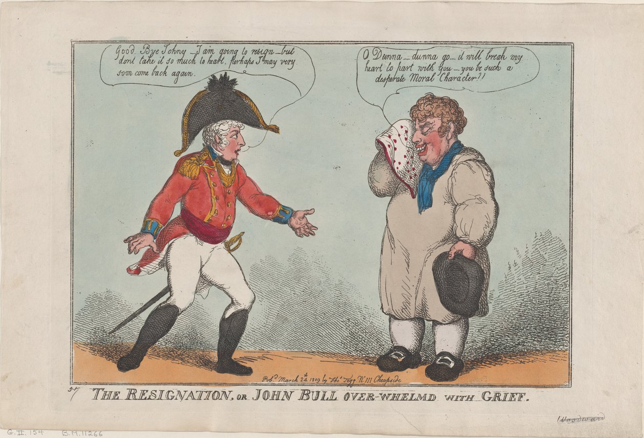 Het ontslag, of John Bull overweldigd door verdriet door Thomas Rowlandson