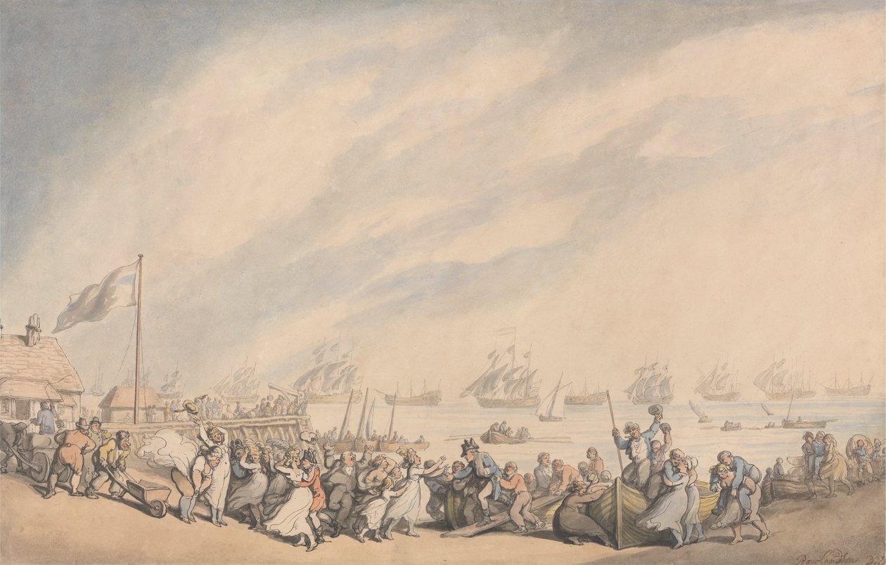 De Terugkeer van de Vloot naar Great Yarmouth in 1797 door Thomas Rowlandson