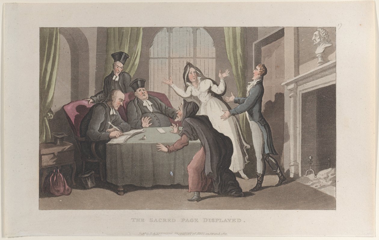 De Heilige Pagina Getoond, uit Journal of Sentimental Travels in the Southern Provinces ..., 1821 door Thomas Rowlandson