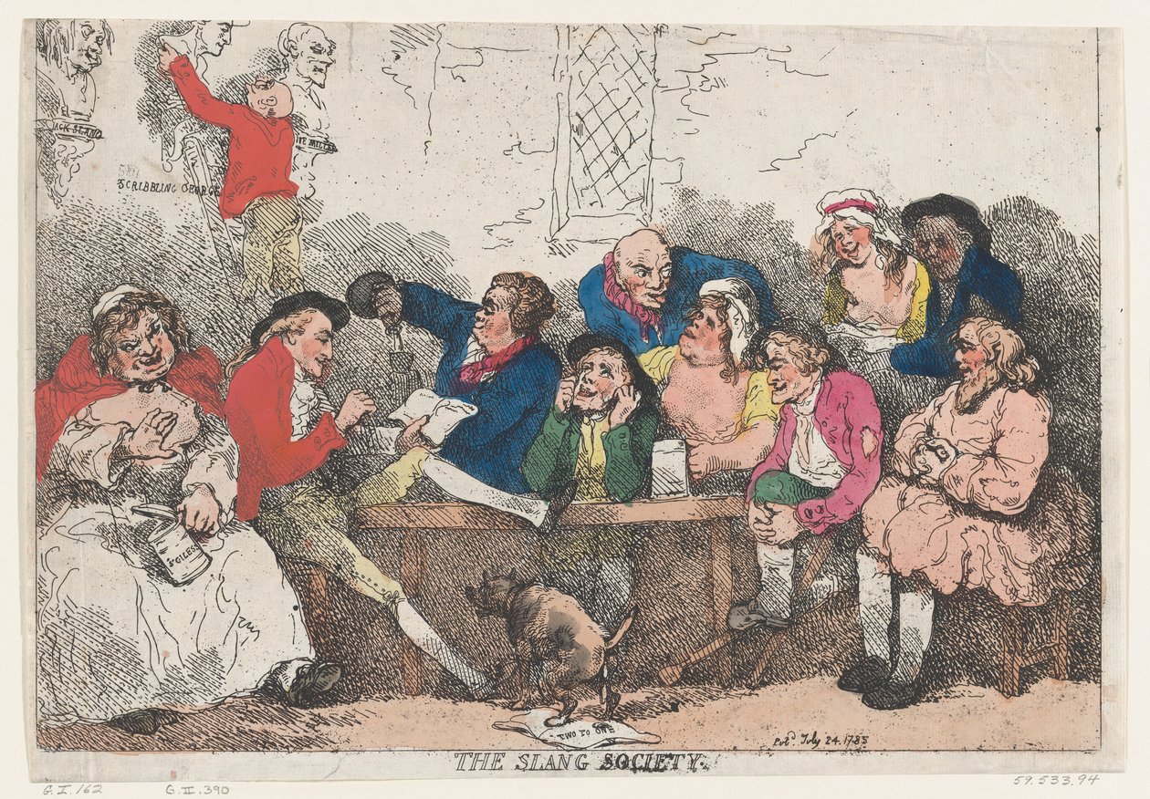 De Slang Society, 24 juli 1785 door Thomas Rowlandson