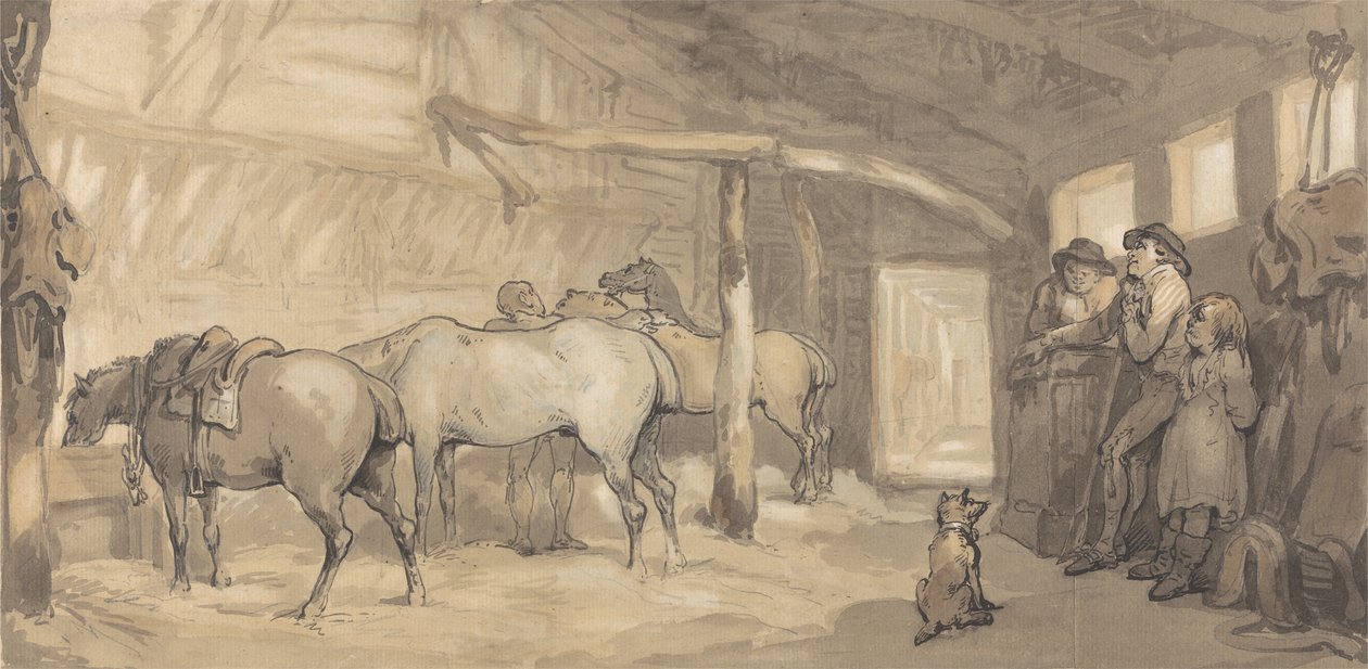De stal van een herberg, ca. 1790 door Thomas Rowlandson