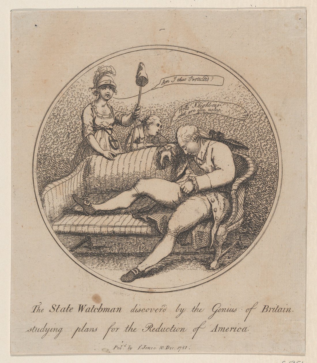 De staatswachter ontdekt door het genie van Groot-Brittannië die plannen bestudeert voor de... door Thomas Rowlandson