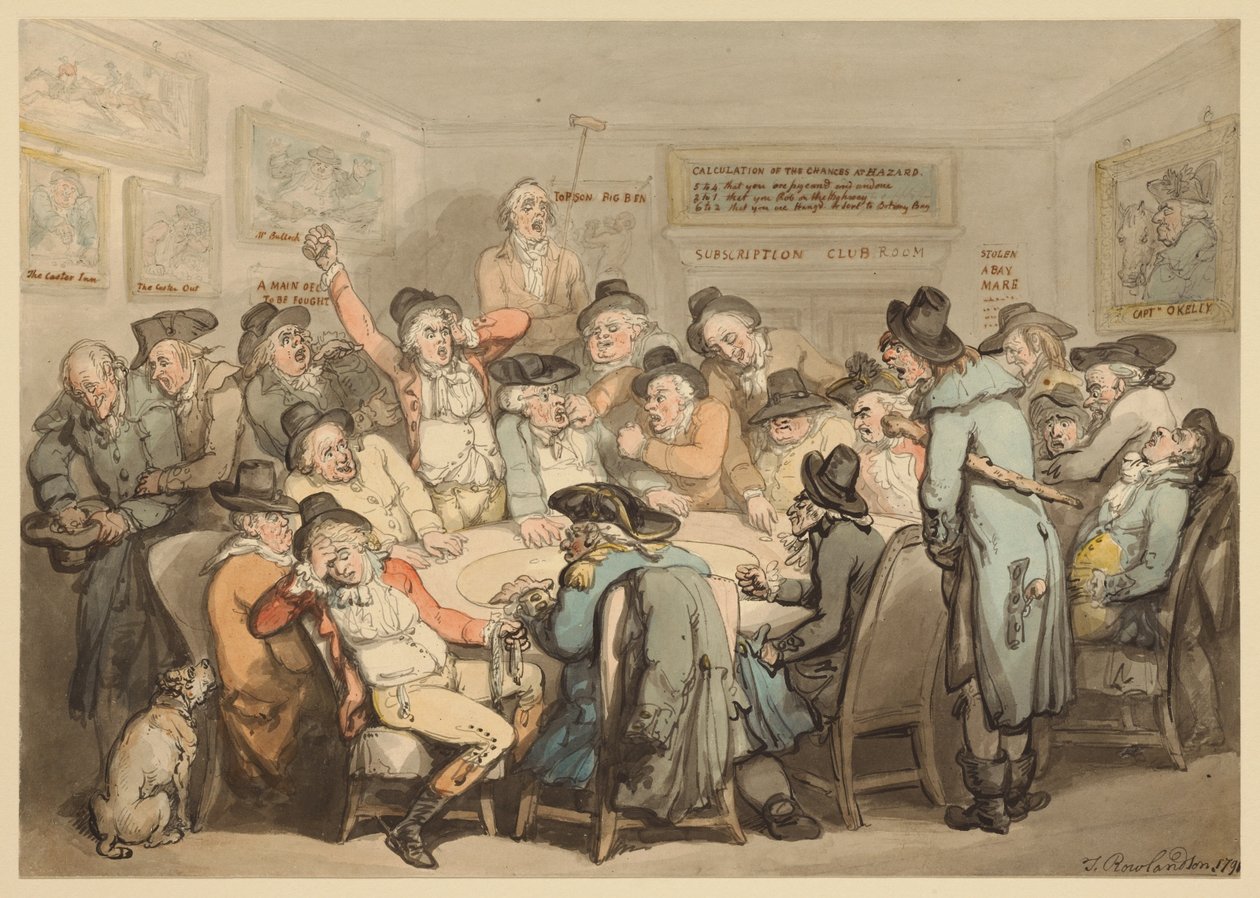 De kamer van de abonnementsclub door Thomas Rowlandson