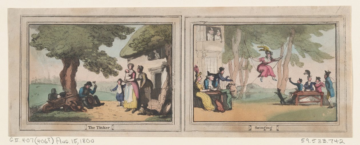 De tinker en schommelen, 15 augustus 1800 door Thomas Rowlandson