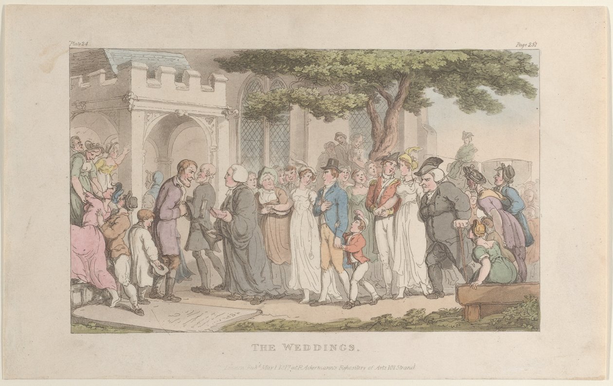 De bruiloften, uit De dominee van Wakefield, 1 mei 1817 door Thomas Rowlandson