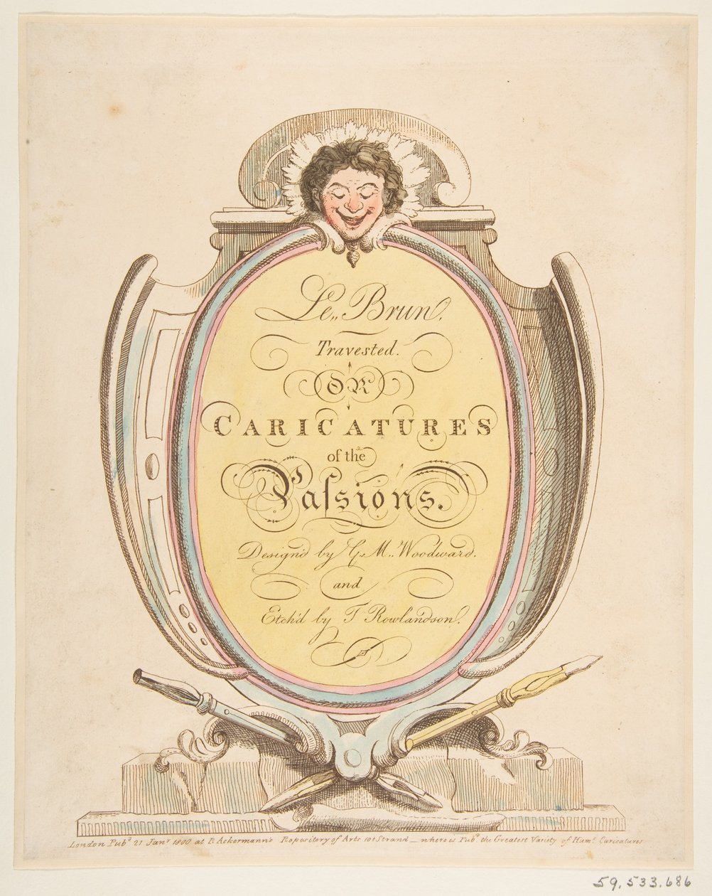 Titelpagina: Le Brun Travested, of Karikaturen van de Passies door Thomas Rowlandson