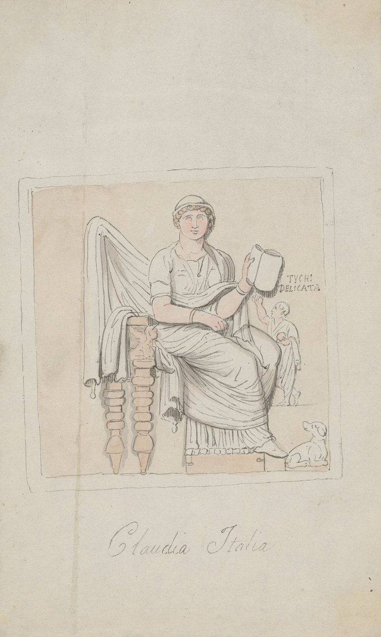 Tombstone, Claudia Italia als de allegorie van de muziek door Thomas Rowlandson