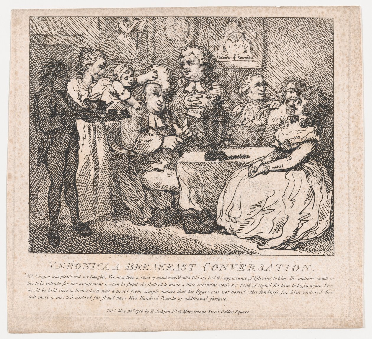 Veronica, een Ontbijtgesprek Pittoreske Schoonheden van Boswell, Deel de Eerste, 30 mei 1786 door Thomas Rowlandson