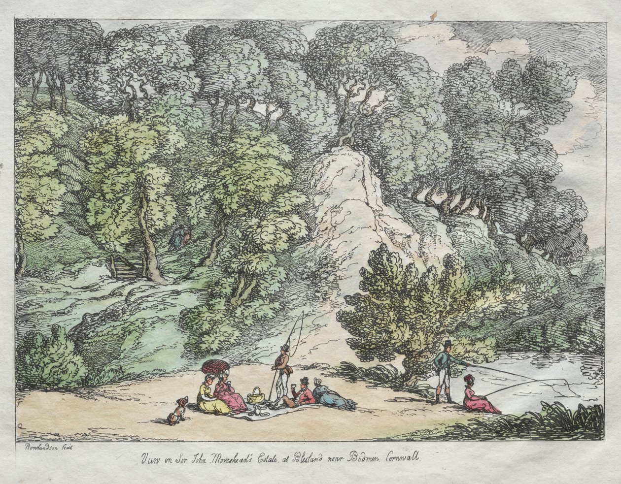 Uitzicht op het landgoed van Sir John Moreshead in Blisland bij Bodmin, Cornwall, 1805 door Thomas Rowlandson