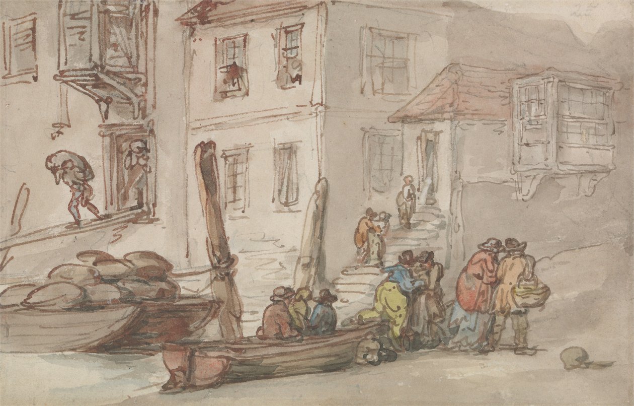 De oude trap van Wapping door Thomas Rowlandson