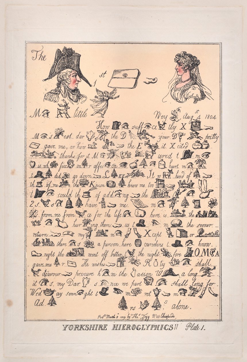 Yorkshire hiërogliefen, plaat 1, 8 maart 1809 door Thomas Rowlandson