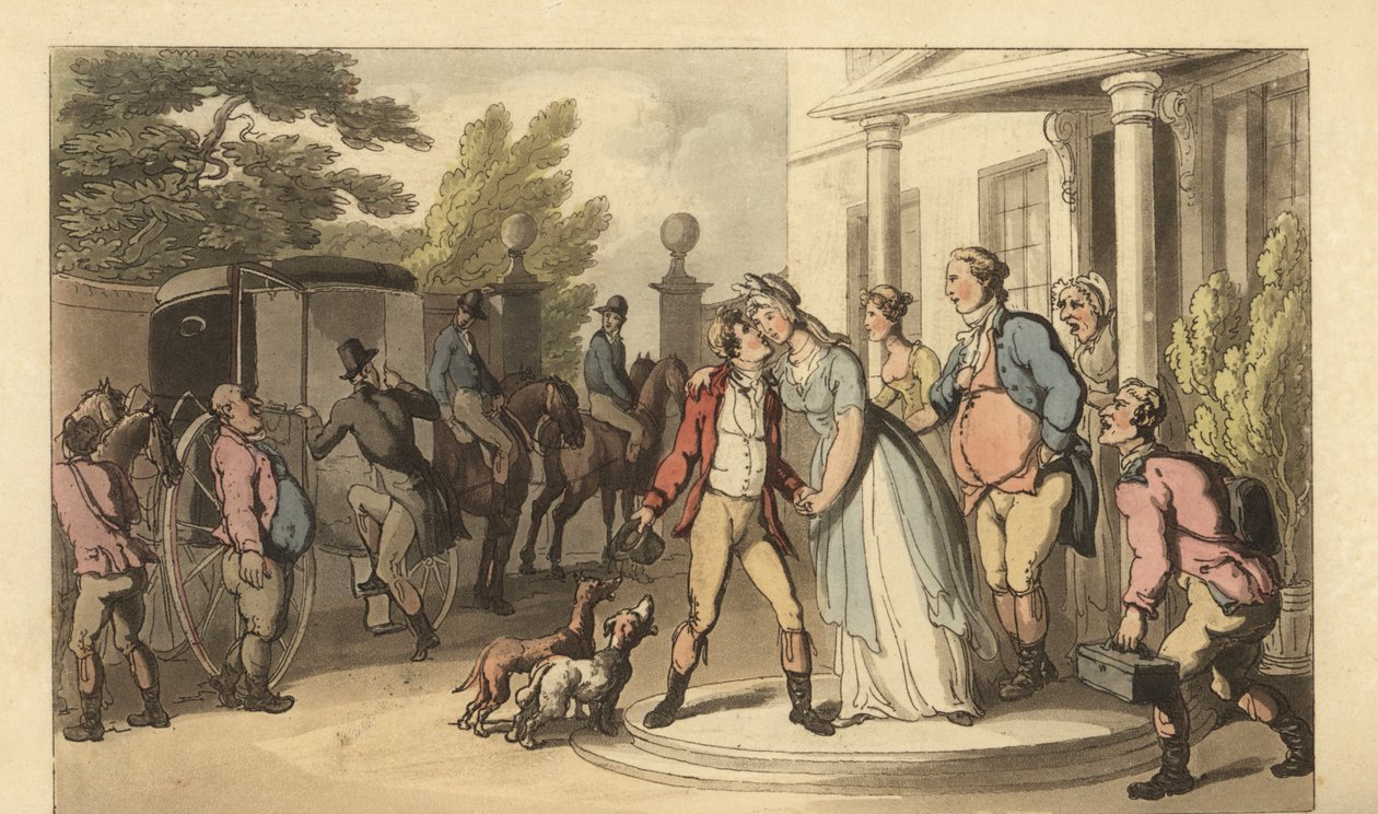 Jonge Engelse heer verlaat zijn familie om op Grand Tour te gaan door Thomas Rowlandson