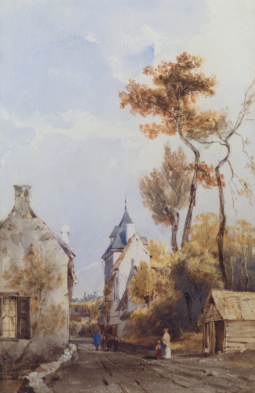Een uitzicht op een dorpsstraat, Waterloo door Thomas Shotter Boys