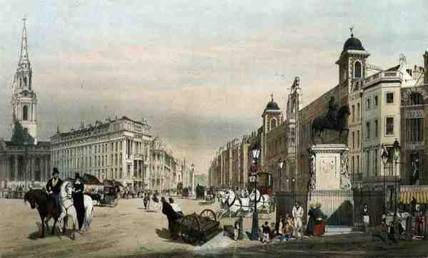 Toegang tot de Strand vanaf Charing Cross, uit 