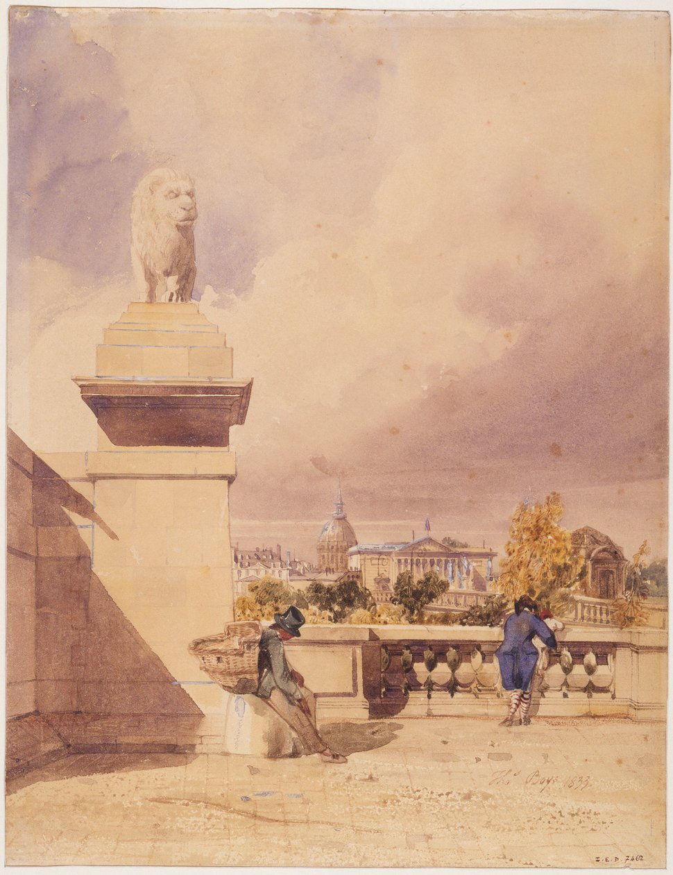 De Pont de la Concorde en de Kamer van Afgevaardigden, gezien vanaf het terras van de Tuilerieën door Thomas Shotter Boys