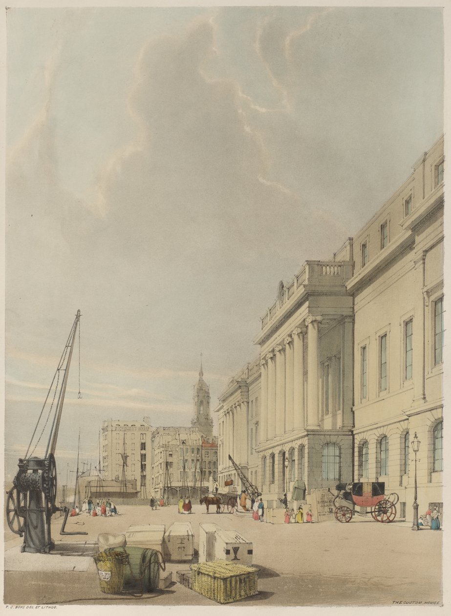 Londen zoals het is: Deur, Het Douanehuis door Thomas Shotter Boys