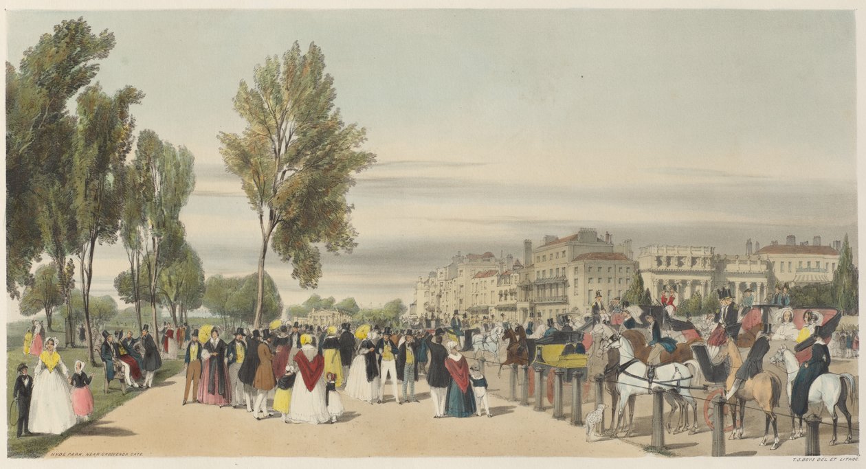 Londen Zoals Het Is: Hyde Park, nabij Grosvenor Gate door Thomas Shotter Boys