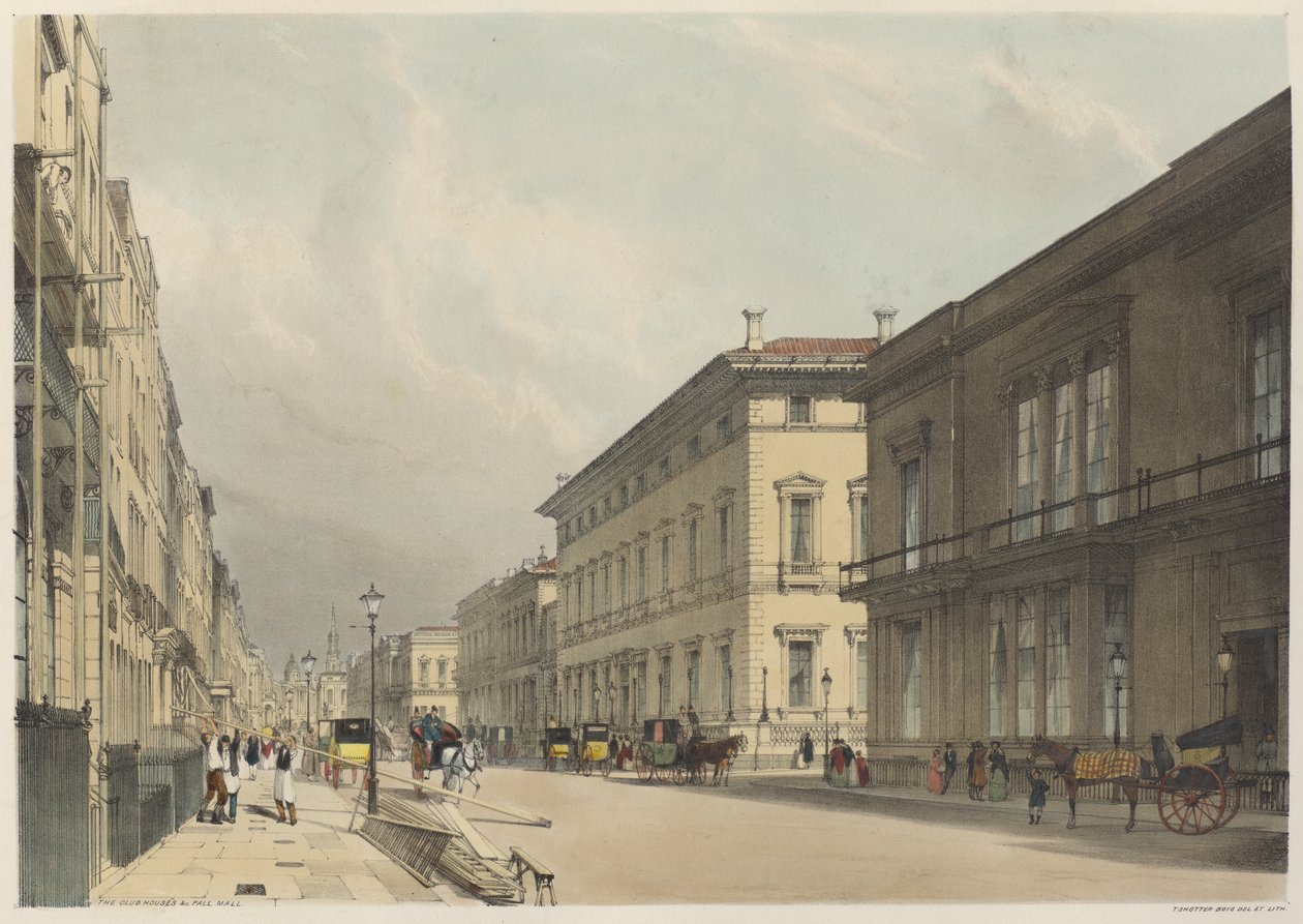 Londen zoals het is: De clubhuizen, Pall Mall door Thomas Shotter Boys