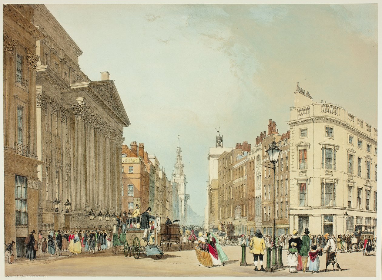 Mansion House, Cheapside, plaat één uit Originele Zichten van Londen zoals het is door Thomas Shotter Boys
