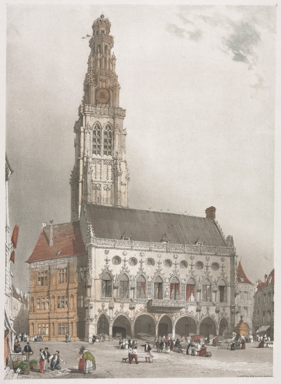 Pittoreske architectuur in Parijs, Gent, Antwerpen, Rouen, 1839 door Thomas Shotter Boys