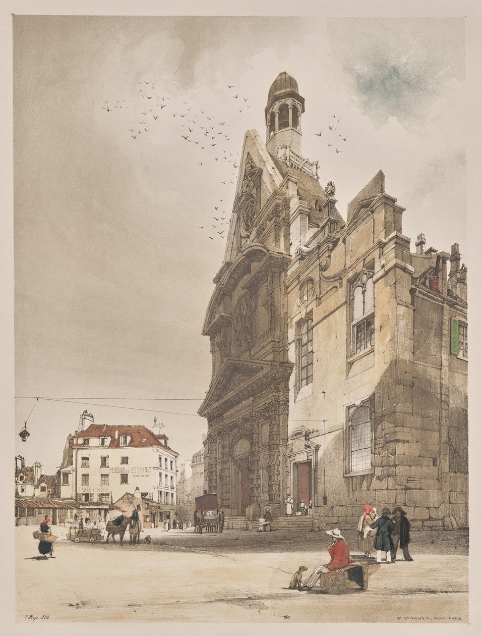 Pittoreske architectuur in Parijs, Gent, Antwerpen, Rouen: St. Etienne du Mont, Parijs door Thomas Shotter Boys