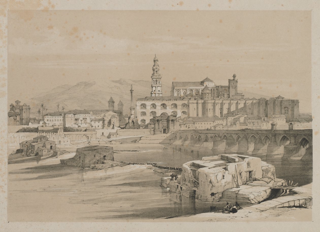 Pittoreske schetsen in Spanje: Overblijfselen van een Romeinse brug over de Guadalquivir, Cordova, 1837 door Thomas Shotter Boys