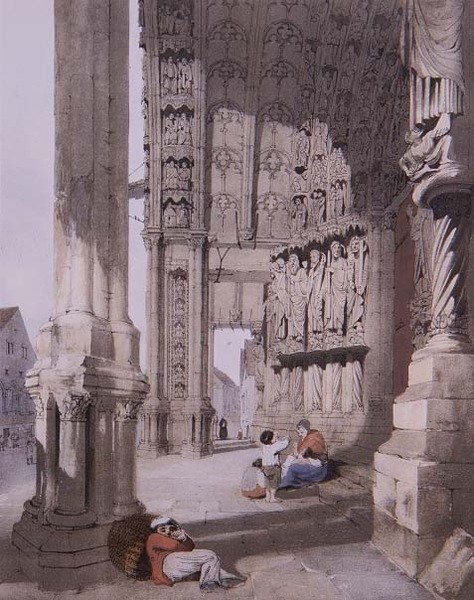 Zuidportaal van de Kathedraal van Chartres, illustratie uit 