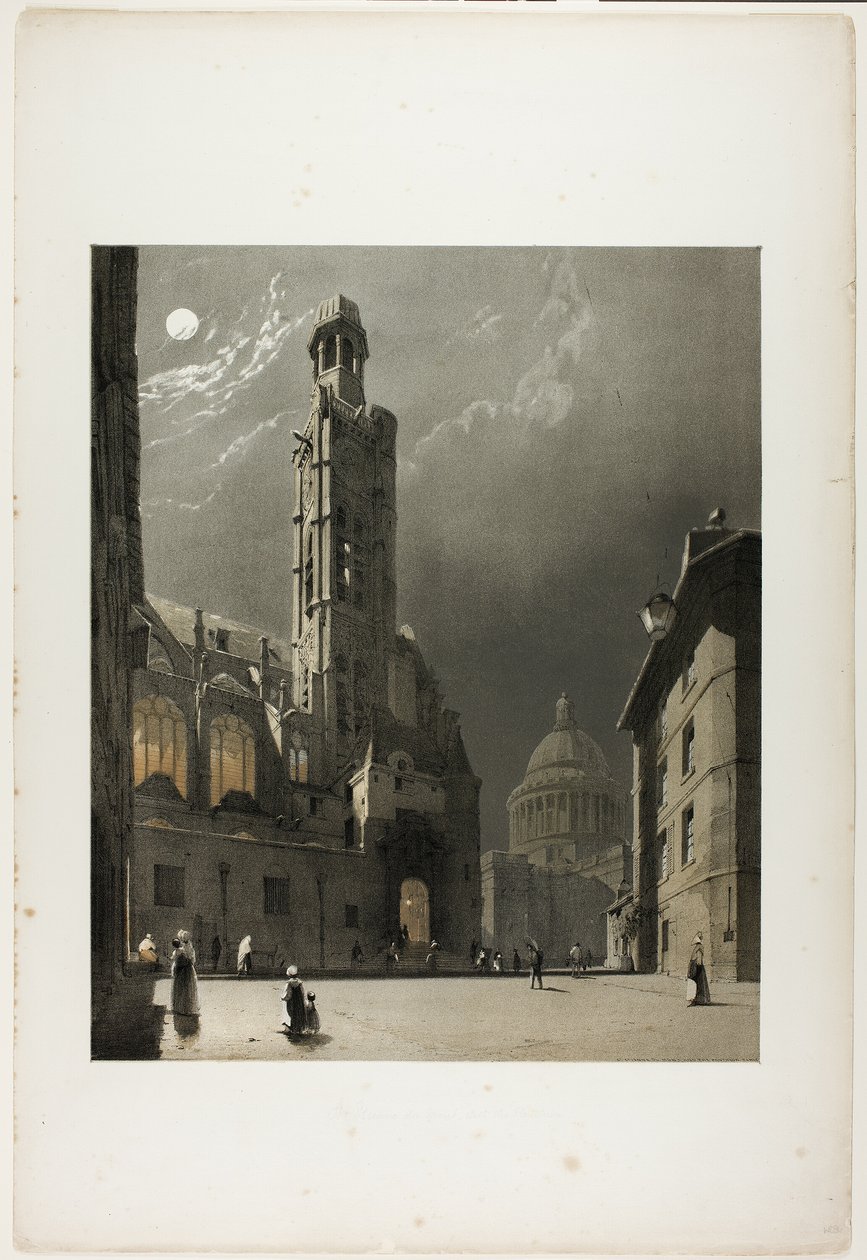 St Etienne du Mont en het Pantheon, Parijs, plaat 20 uit Picturesque Architecture in Paris, Ghent, Antwerp, Rouen, Etc. door Thomas Shotter Boys