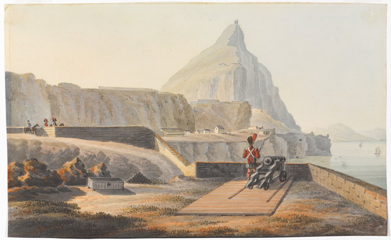 Het Gouverneurs Cottage op de Rots van Gibraltar, maart 1827 door Thomas Staunton St Clair